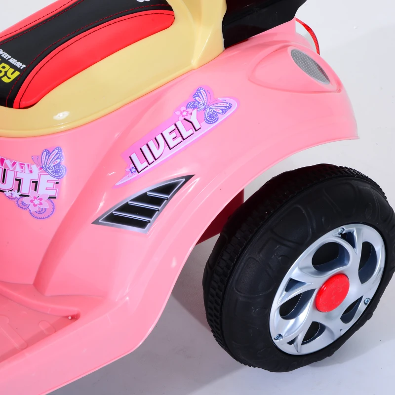 HOMCOM Kids Electric Ride On Toy Car 6V Electric Motorbike with Chargeable Battery Headlight and Music for 3-5 Years - Pink