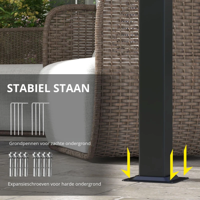 Outsunny Markies zonbescherming. Pergola, weerbestendig,  incl. bevestigingsmateriaal, 3 x 3,5 m, Beige