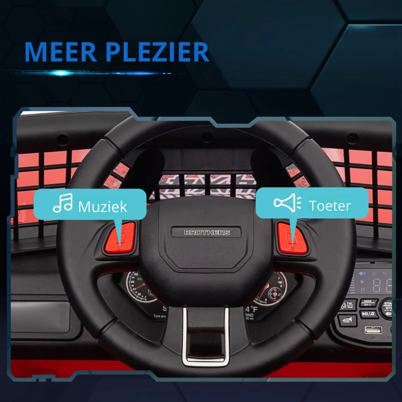 AIYAPLAY Kinder Elektrische Auto met Zachte Verzachting, Afstandsbedienbaar, LED-Lichten, Toeter, 12V Motoren, Gemaakt van Kunststof en Metaal, Rood(m-6)