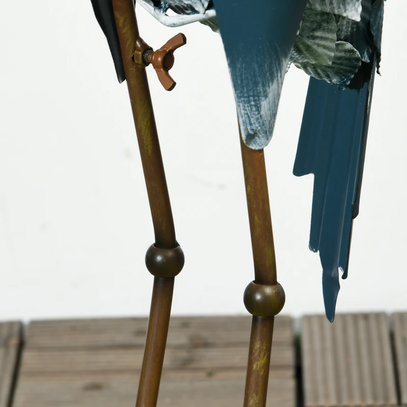 Outsunny Tuinbeeld Kraanvogels, 2-delige Set, roestvrij, weerbestendig, kleurvast, Staal, 26 x 15 x 74 cm, Blauw/Wit/Grijs