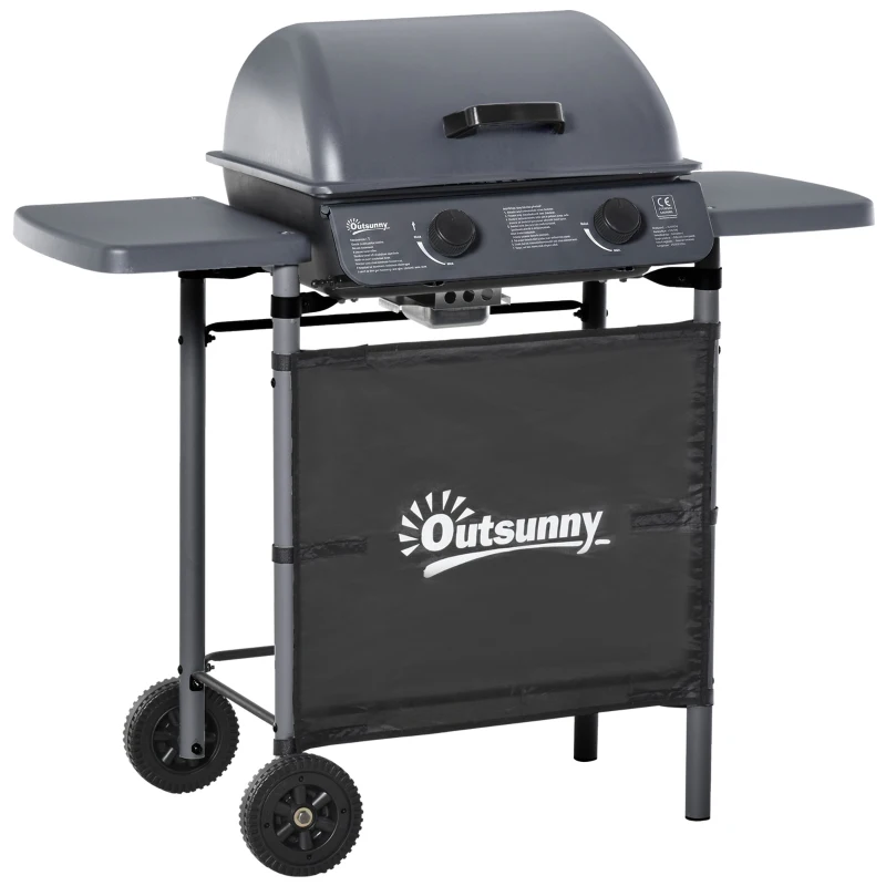 Outsunny 2 x 2.8kW Burner Gas BBQ - Grey