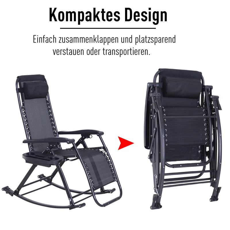 Outsunny Schommelstoel schommel-stoel relaxen ligstoel schommelstoel inklapbaar verstelbaar kussen