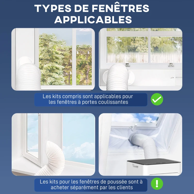 HOMCOM Climatiseur mobile 7000 BTU/H 4 en 1 refroidissement, ventilateur, déshumidificateur minuterie 24H et télécommande, blanc