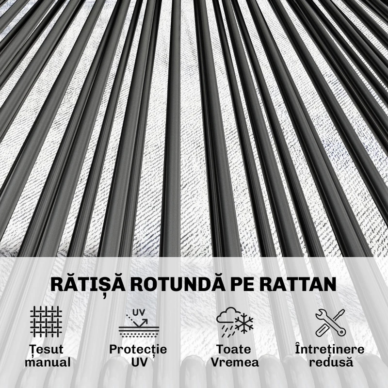 Outsunny Canapea Rattan cu 2 Locuri, Loveseat cu Șezut și Spătar Împletit, Negru.