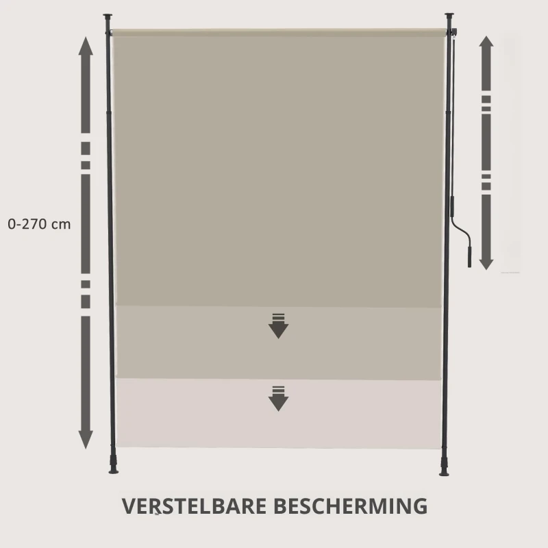 Outsunny Zijluifel, Hoogte Verstelbaar 2x2, UV Bescherming, Zandkleurig