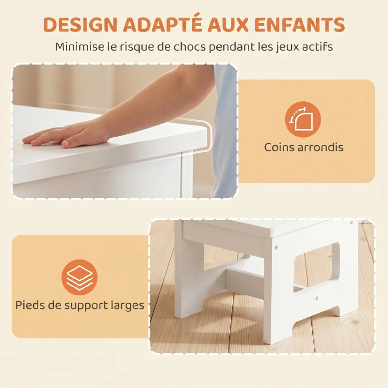 AIYAPLAY Bureau et Chaise pour Enfant avec Plateau Réversible Tableau Noir, 3 à 6 Ans, Blanc