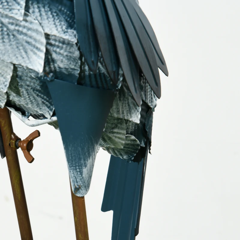 Outsunny Tuinbeeld Kraanvogels, 2-delige Set, roestvrij, weerbestendig, kleurvast, Staal, 26 x 15 x 74 cm, Blauw/Wit/Grijs