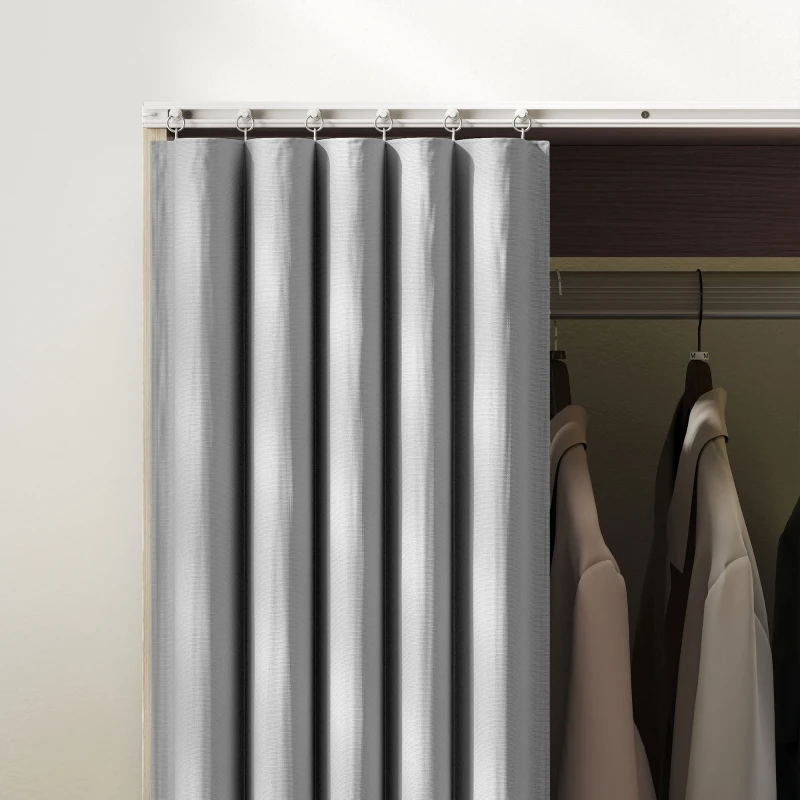 HOMCOM Armoire penderie armoire de rangement mobile avec rideau, tringle de suspension, 60 x 40 x 128 cm, effet bois naturel