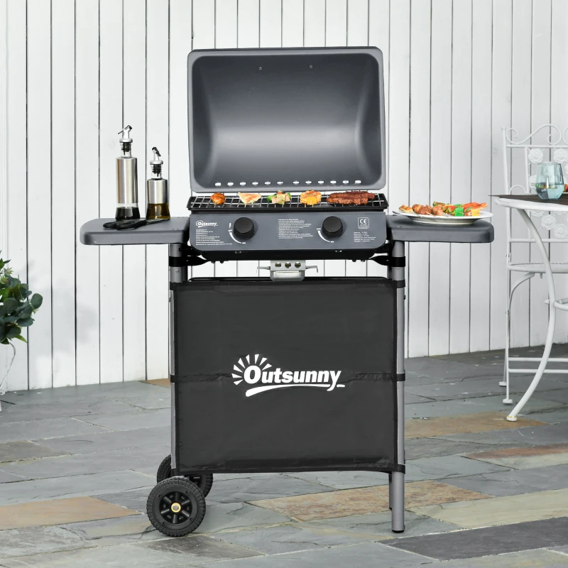 Outsunny 2 x 2.8kW Burner Gas BBQ - Grey