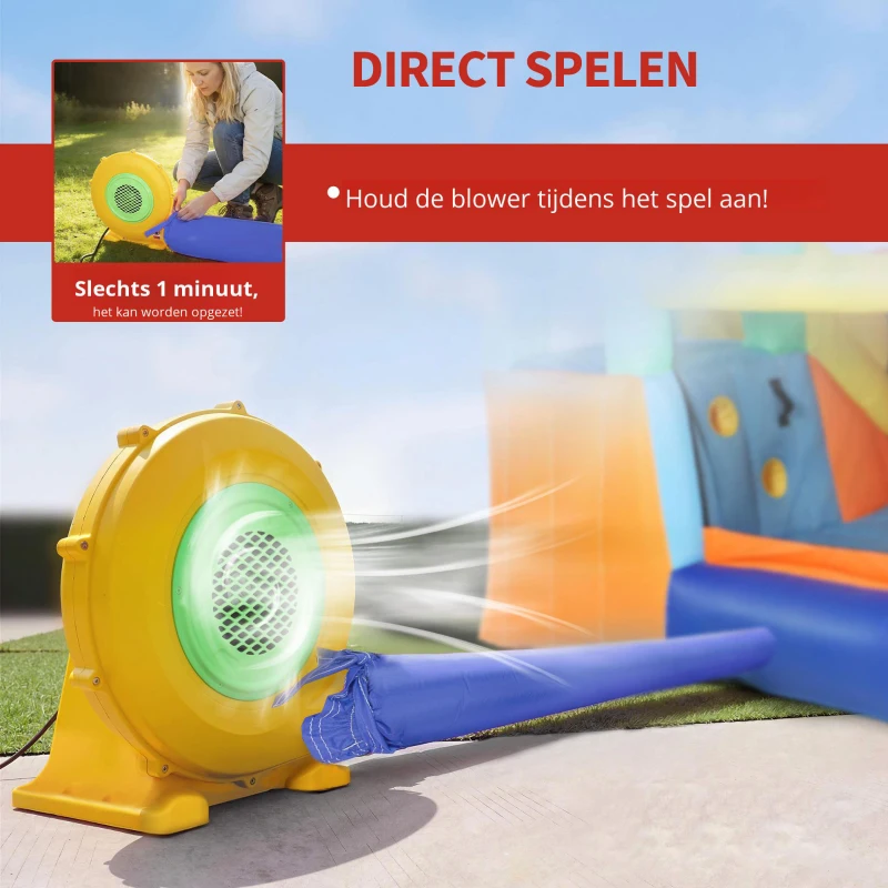 AIYAPLAY 9-in-1 opblaasbaar springkasteel met blower glijbaan plonsbad waterpistool voor 3-8 jaar 330x290x185 cm Veelkleurig