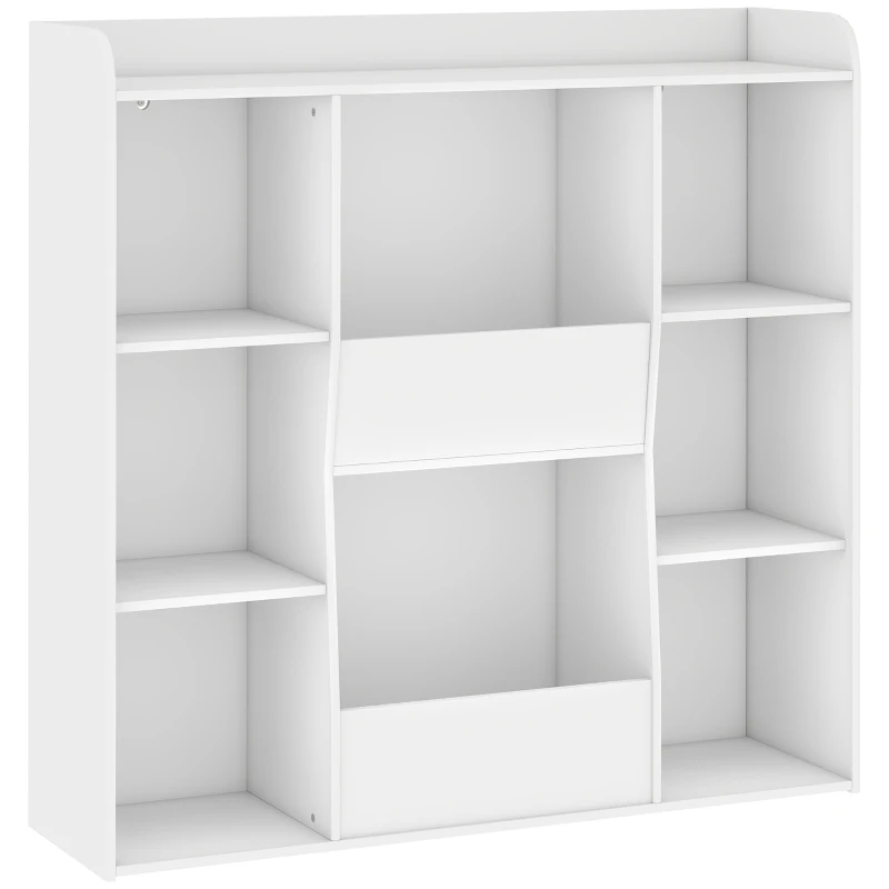 AIYAPLAY Meuble rangement enfant, bibliothèque enfants avec 8 compartiments et étagère supérieure, 104 x 29 x 101,5 cm, blanc