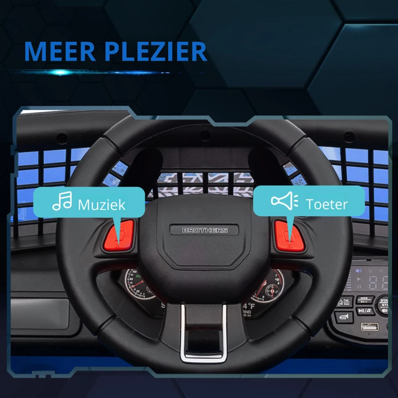 AIYAPLAY Elektrische Kinderauto met Zachte Veren, Afstandsbedienbaar, LED-Lichten, Toeter, 12V Motoren, van Kunststof en Metaal, Blauw(m-8)