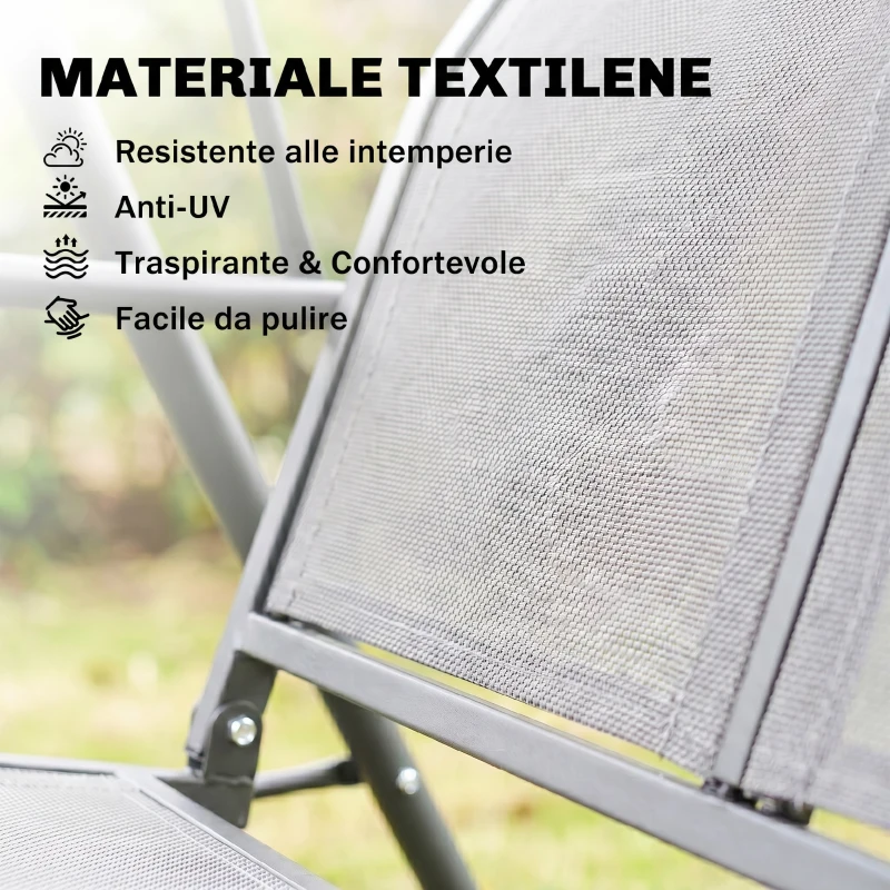 Outsunny Dondolo 3 Posti da Giardino Esterno Terrazzo in Poliestere Grigio
