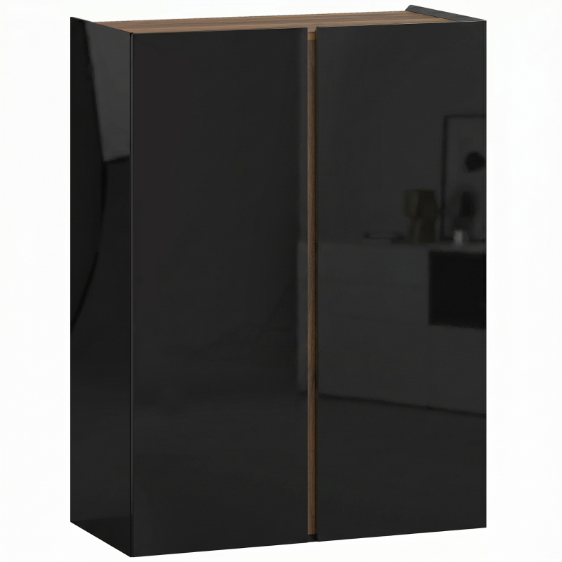 HOMCOM Armoire à chaussures à fermeture sécurisée silencieuse, 6 niveaux, design sans poignées, Noir laqué