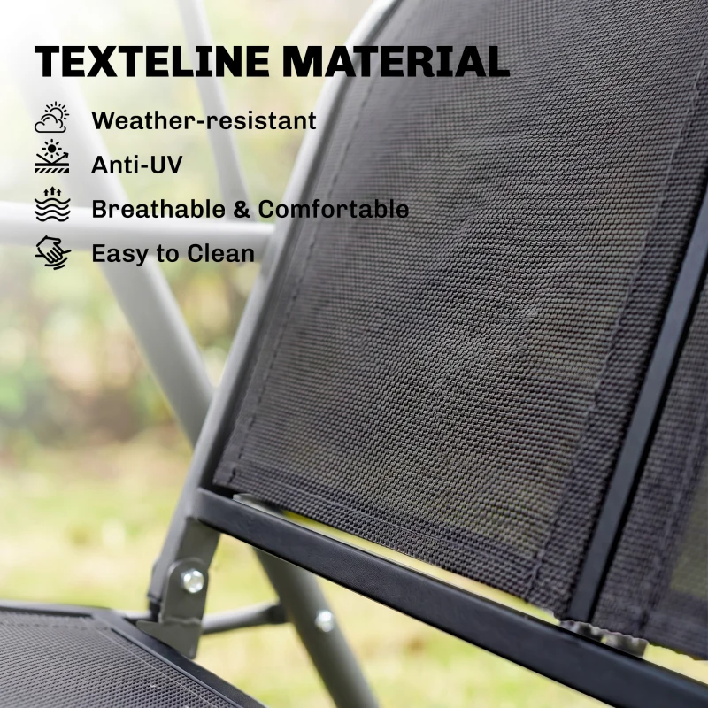 Outsunny Three-Seater Garden Swing Chair, with Canopy - Black