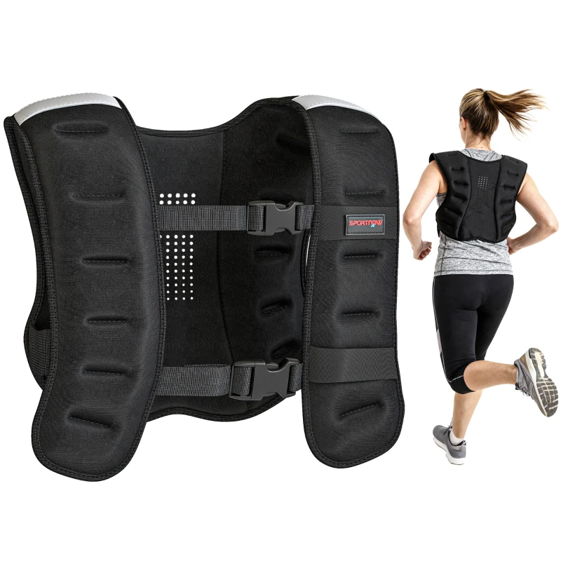 SPORTNOW Colete de Peso 10 kg Colete de Treino com Bandas Reflectoras Tirantes Ajustáveis ​​Colete de Corrida Mulher Homem