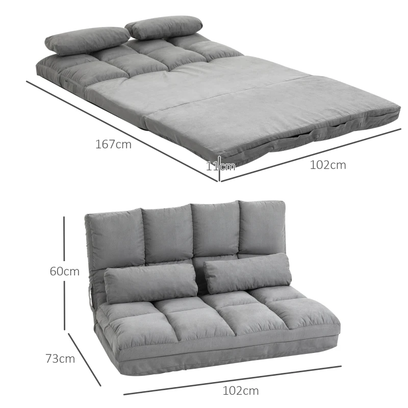 HOMCOM Vloerstoel 2-in-1 vloerstoel bed met rugleuning 7 standen verstelbaar(m-3)