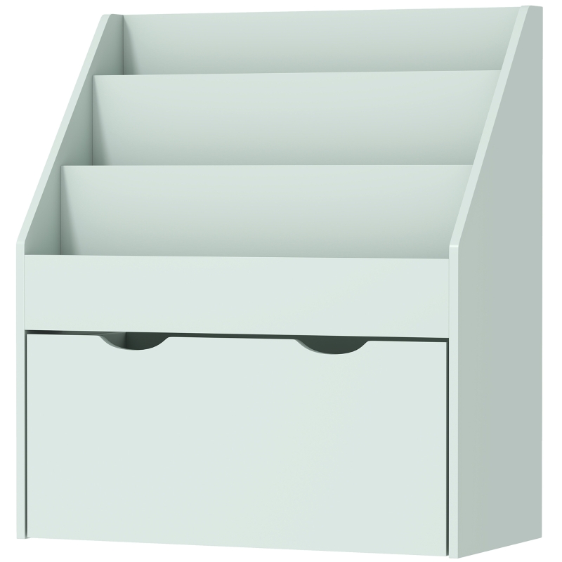 AIYAPLAY Bibliotecă pentru copii Multi-Organizare cu 3 niveluri de rafturi și un sertar, 62,5L x 30l x 70H cm, verde
