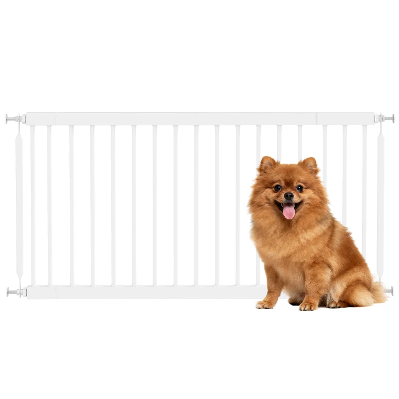 PawHut Verstellbares Sicherheitsgitter für kleine Hunde 67-93,5 cm Höhe 45 cm für Türen und Treppen Weiß