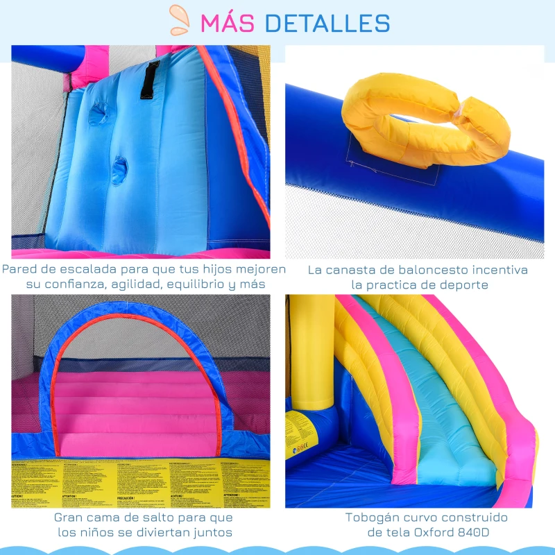 Outsunny Castelo inflável infantil com piscina escorregador cama de salto e bolsa de transporte 360x305x210 cm Multicolor