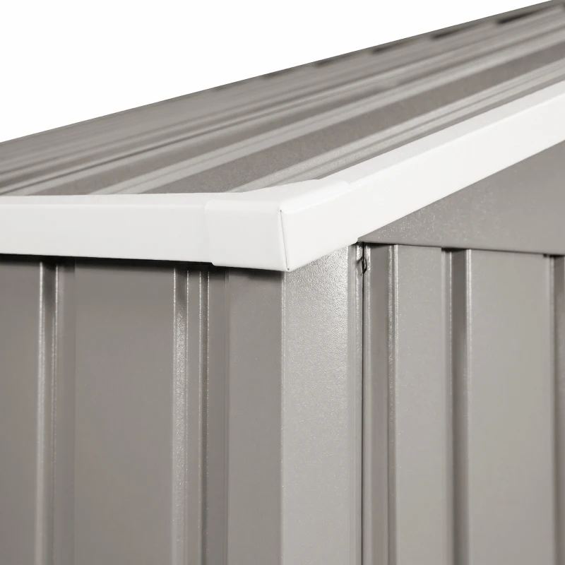 Outsunny Casetta da Giardino con Porte Scorrevoli e Tetto Inclinato, in Acciaio, 340x386x200 cm, Grigio