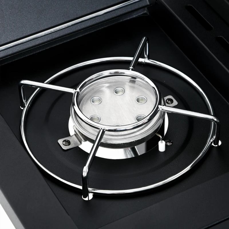 Outsunny Barbecue a Gas con Coperchio, 7 Bruciatori da 20kW, Fornello Laterale e 2 Ruote, 135x50x100 cm, Nero
