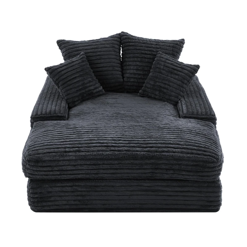Canapé en velours côtelé de luxe avec 4 coussins, canapé-lit multifonction, sans montage, 175x137x63 cm, Gris