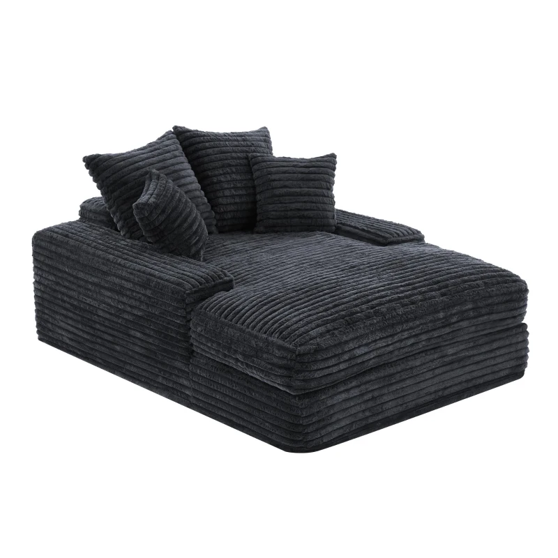 Divano letto in velluto a coste con 4 cuscini, 175x137x63 cm, Grigio