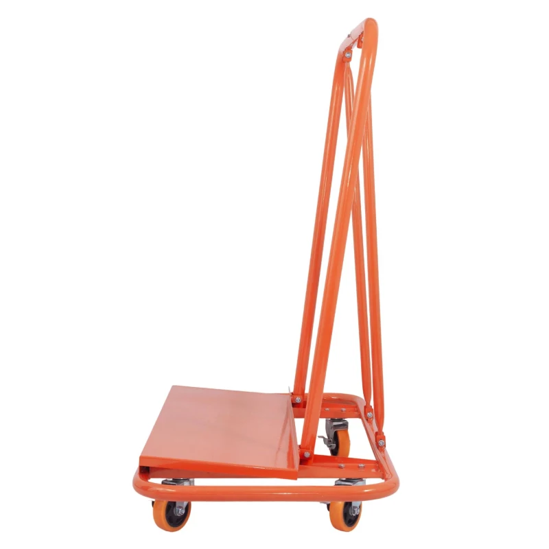 Carrello con piattaforma in acciaio con ruote girevoli e freni, 116x57x114 cm, Arancione