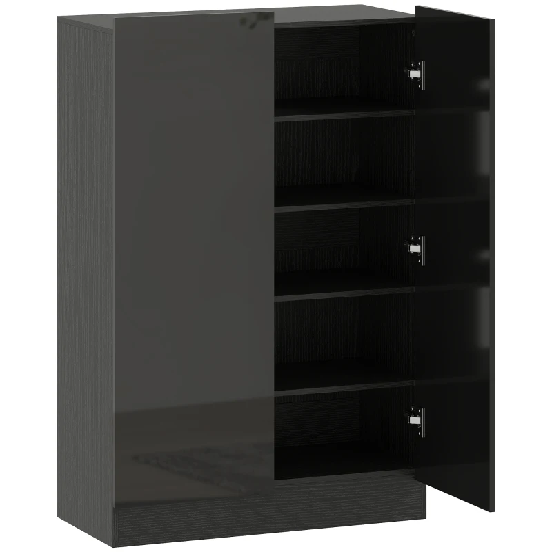 HOMCOM Meuble à chaussures 20 paires armoire à chaussures à haute brillance 5 niveaux étagères réglables 72x34,5x103cm noir