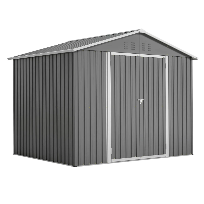 Capanno da giardino porta attrezzi in metallo con doppio ingresso, 229x180x191 cm, Antracite
