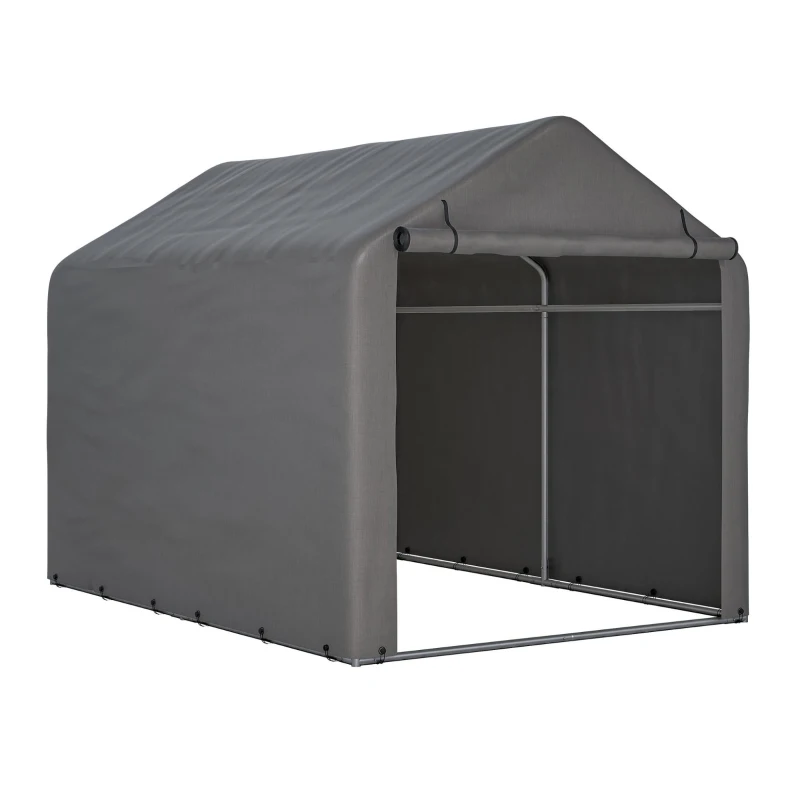 Abri pour vélos avec bâche en PE imperméable, abri pour outils, 160x220x165 cm, Gris