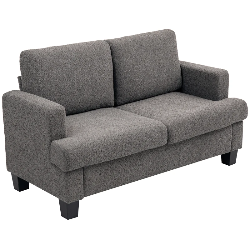 HOMCOM Canapea 2 locuri 120 cm cu perne de spătar detașabile, țesătură chenille pentru living, dormitor, birou, gri închis