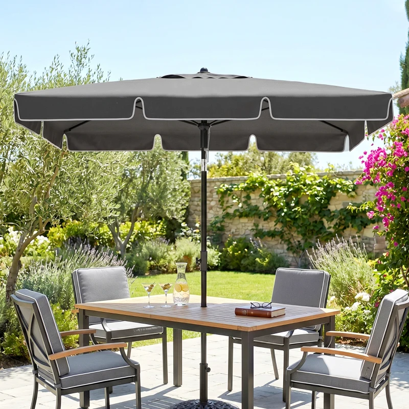 Outsunny Parasol de jardin Parasol droit rectangulaire inclinable alu métal polyester haute densité 2 x 1,3 m gris