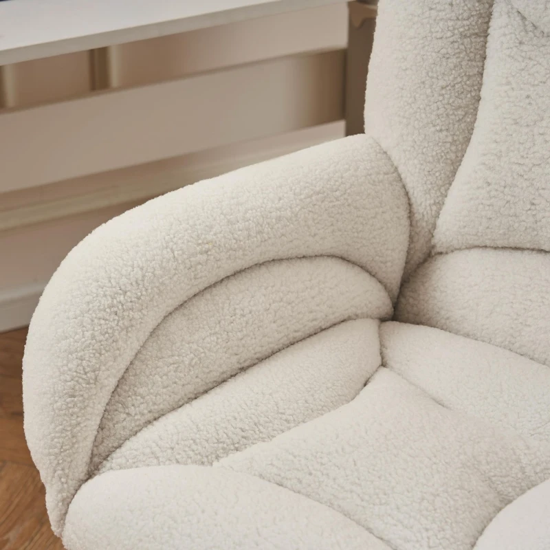 Chaise de bureau Teddy réglable en hauteur, base métallique dorée, 64x62x97 cm, Blanc