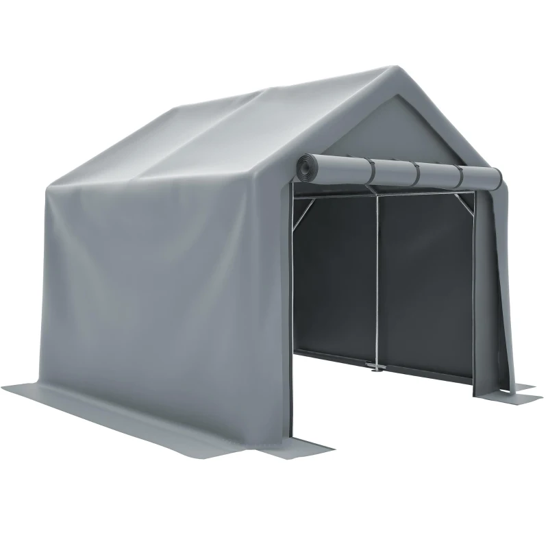 Garage à vélos avec porte enroulable, 244x241x217 cm, Gris foncé