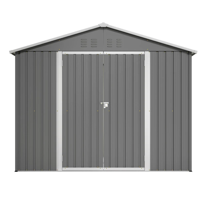 Capanno da giardino porta attrezzi in metallo con doppio ingresso, 229x180x191 cm, Antracite