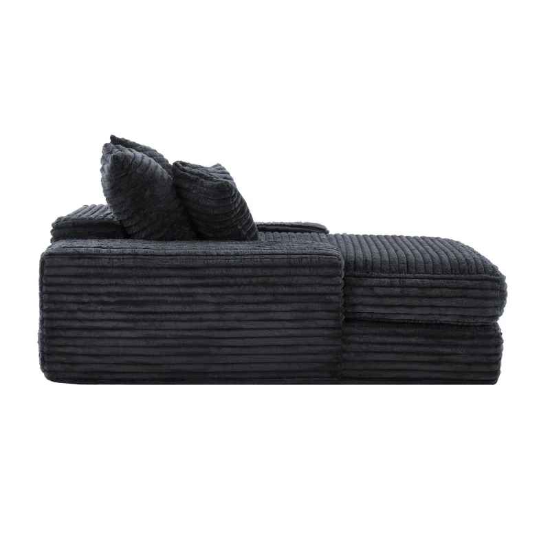 Divano letto in velluto a coste con 4 cuscini, 175x137x63 cm, Grigio