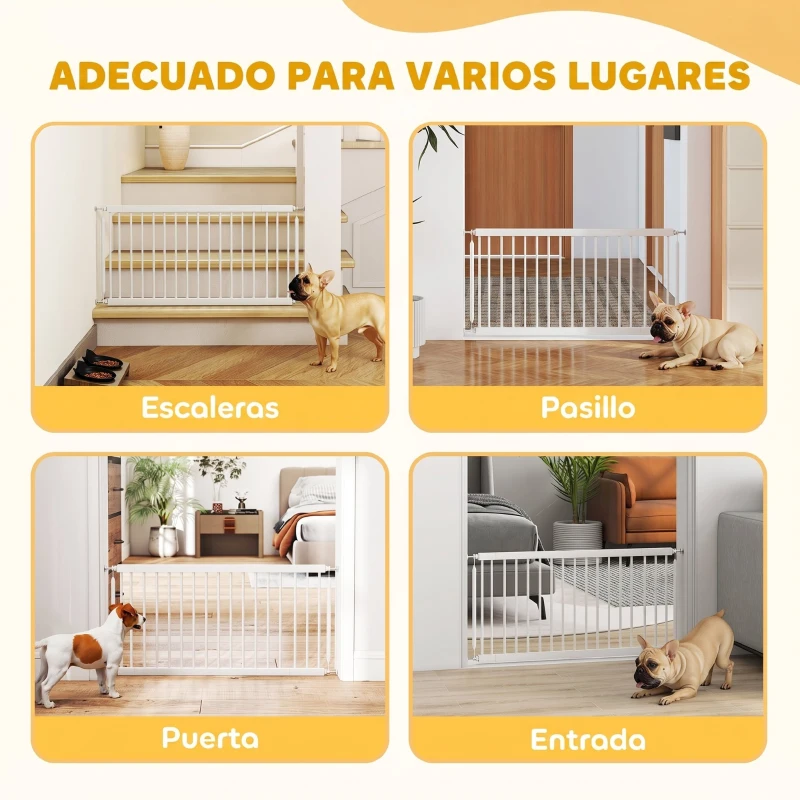 PawHut Barrière de Sécurité pour Petits Chiens Extensible 67-93,5 cm Hauteur 45 cm pour Portes et Escaliers Blanc