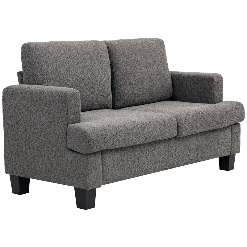 HOMCOM Canapé 2 places 120 cm avec coussins de dossier amovibles, tissu chenille pour salon, chambre, bureau, gris foncé