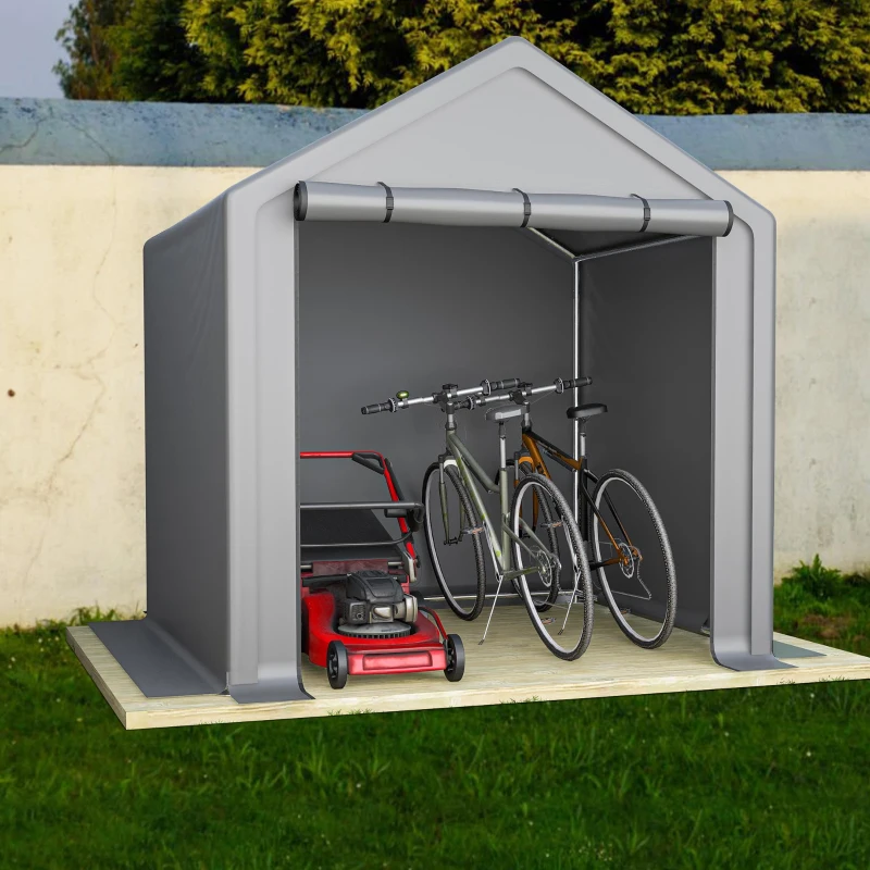 Abri vélo avec porte enroulable, 190x170x200 cm, Gris foncé