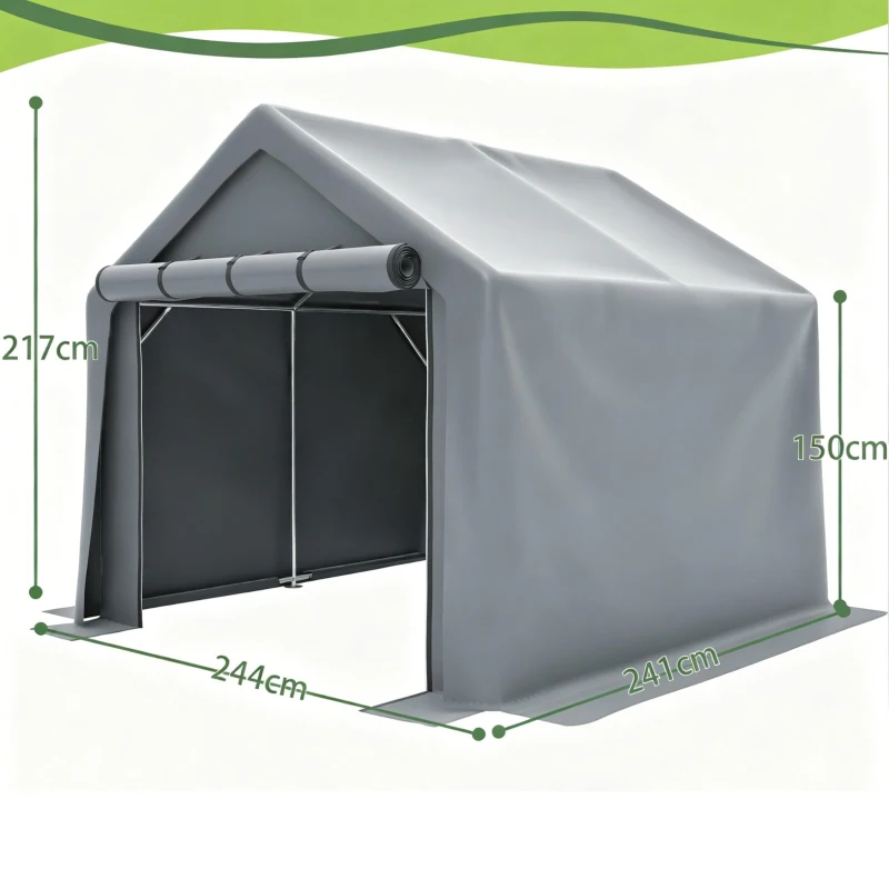 Garage à vélos avec porte enroulable, 244x241x217 cm, Gris foncé