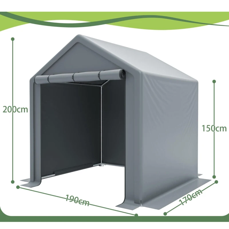 Garage per biciclette con porta a rullo, 190x170x200 cm, Grigio scuro