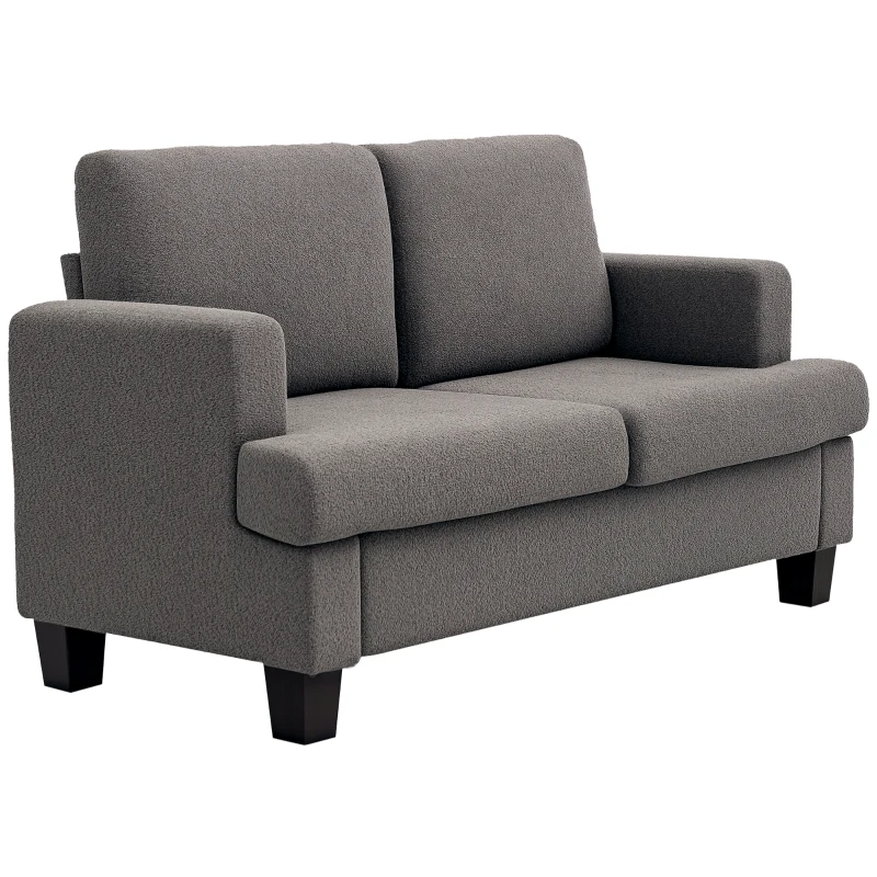 HOMCOM Canapea 2 locuri 120 cm cu perne de spătar detașabile, țesătură chenille pentru living, dormitor, birou, gri închis