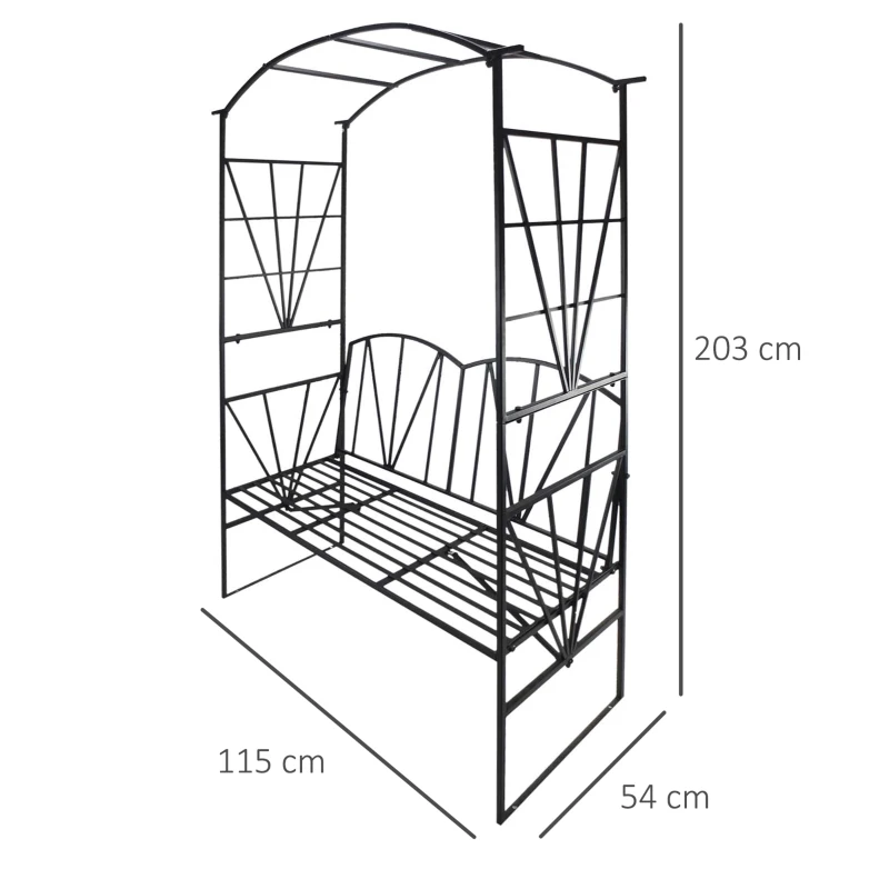 Outsunny Arche de jardin avec banc 2 places arche à rosiers pour plantes grimpantes fleurs - décorer jardin mariage cérémonie