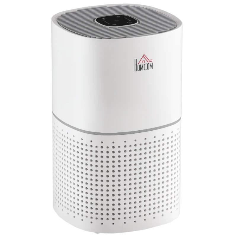 HOMCOM Purificatore d'aria con 4 Velocità, Lonizzatore e Modalità Silenziosa, 22x22x36 cm, Bianco