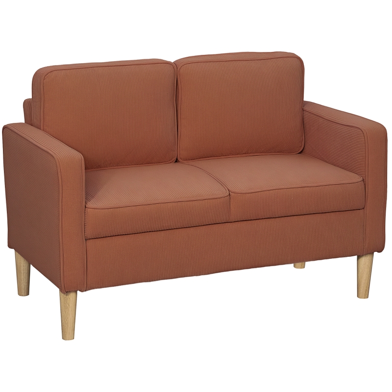 HOMCOM Divano 2 Posti con Vano Contenitore e Robuste Gambe in Legno per Soggiorno, Camera da Letto, 117x63x79 cm, Arancione