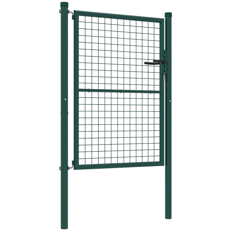 Outsunny Cancello da Giardino in Acciaio con Serratura, Chiavi e Maniglia, 97x175 cm, Verde