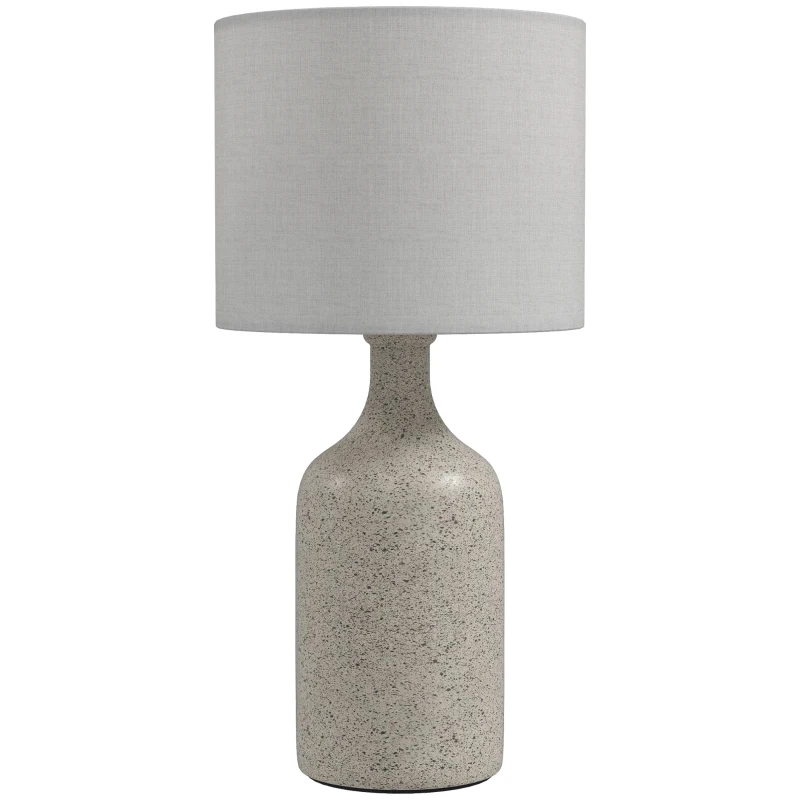 HOMCOM Lampe de Table avec Base en Céramique et Abat-Jour en Lin, Lampe de Chevet Rétro avec Culot E27, Blanc et Sable