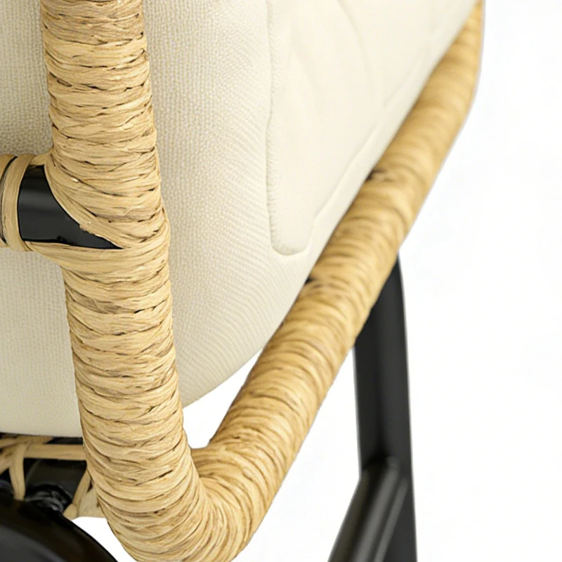 Outsunny Conjunto de Jardim 3 Peças em Vime PE com 2 Cadeiras com Almofadas e Mesa com Vidro Temperado Caqui